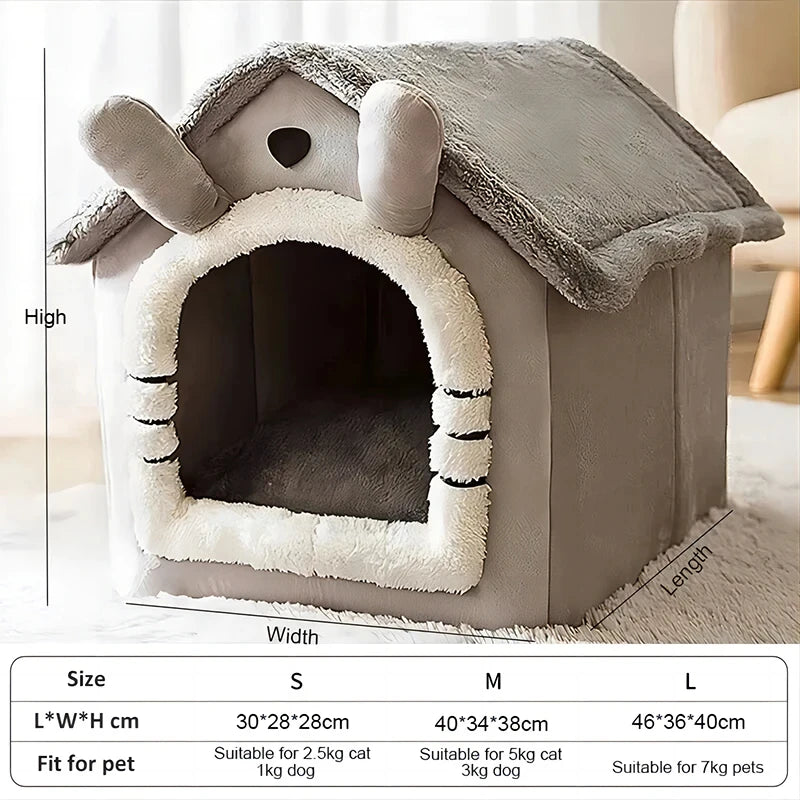 Warm Pet House for Dogs and Cats, Suitable for Small Dogs, All Seasons Detachable & Washable Dog House Cat Bed Pet Supplies