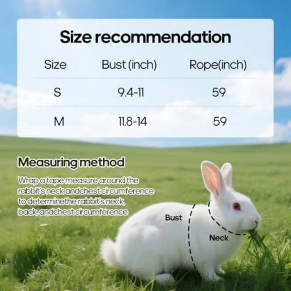 Adjustable Bunny Harness and Leash Set, Rabbit Vest Supplies(Orange S/M)