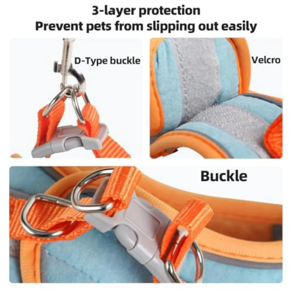 Adjustable Bunny Harness and Leash Set, Rabbit Vest Supplies(Orange S/M)