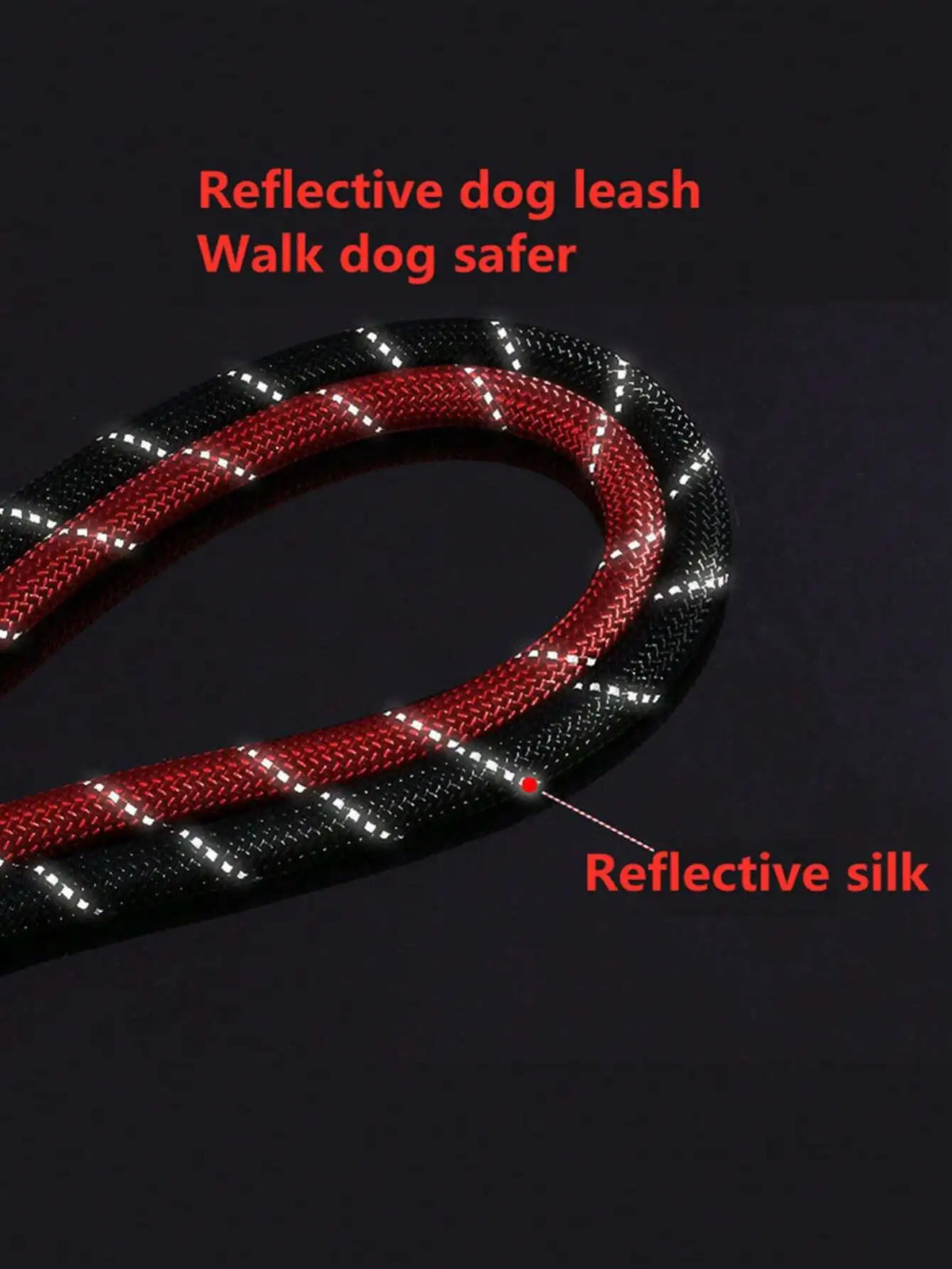 1pc New Color Pet Leash, Reflective Nylon Dog Leash, Explosion Proof Walking Rope, Foam Handle No Choking, Round Rope, Pink