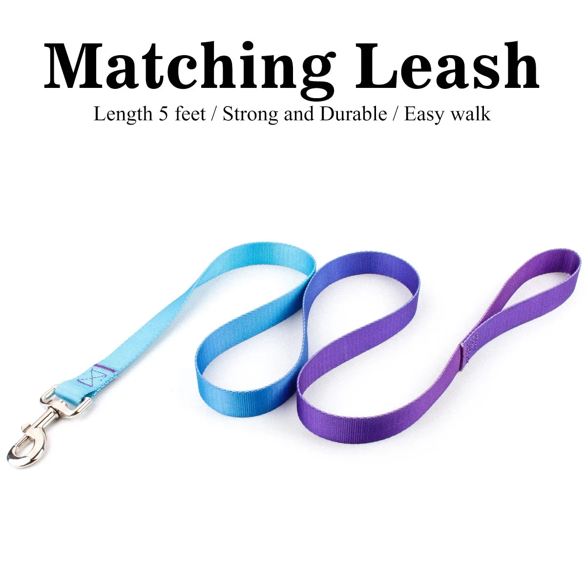 Nylon Adjustable Dog Collar Leash Lead Pet Cat Dog Collar Traction Leash Suitable for Small Large Dogs Bulldog Pugs Beagle