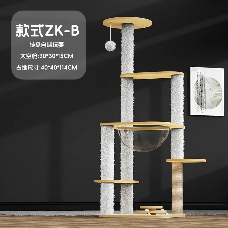 New Cat Climbing Frame Luxury Space Capsule Large Cat Villa Four Seasons Cat Toys Universal Play Sleep All-in-one Pet Supplies