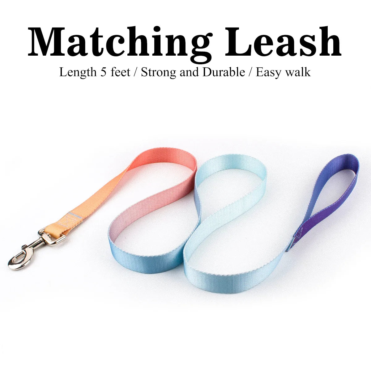 Nylon Adjustable Dog Collar Leash Lead Pet Cat Dog Collar Traction Leash Suitable for Small Large Dogs Bulldog Pugs Beagle