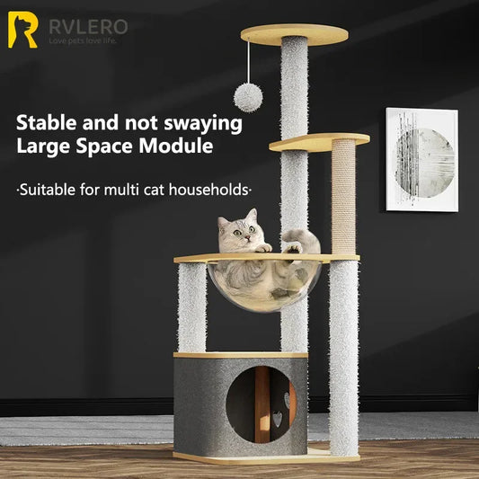 New Cat Climbing Frame Luxury Space Capsule Large Cat Villa Four Seasons Cat Toys Universal Play Sleep All-in-one Pet Supplies