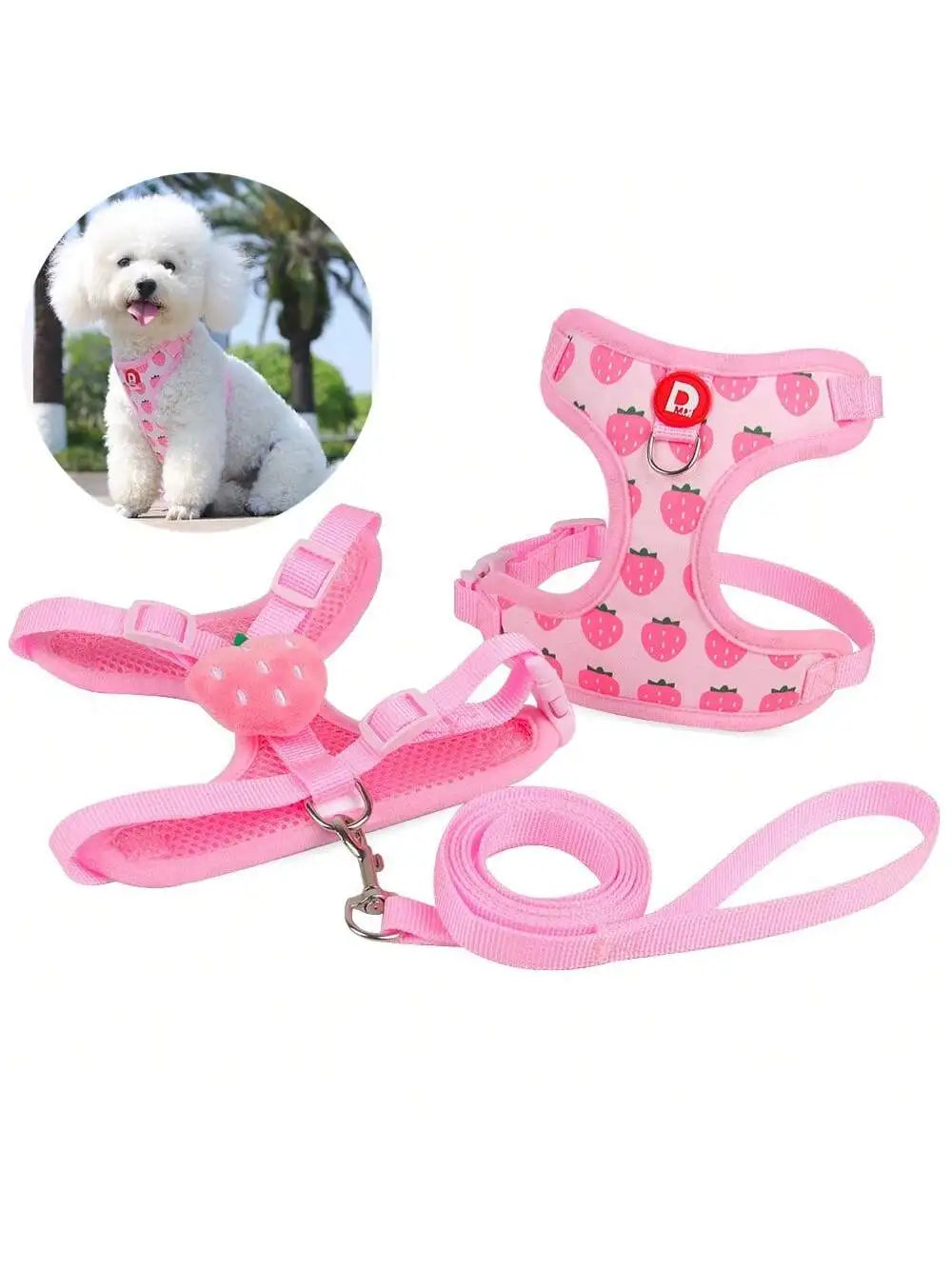 Cute Pet Harness And Leash Set For Small Dogs, Anti-Escape Cat Leash, Adjustable Cat Vest, All Seasons Suitable For Outdoor Walking