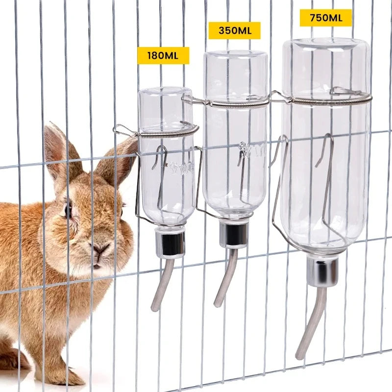 180/350/750ML Plastic Rabbit Drinking Bottle Hamster Cage Water Bottle Dispenser for Bunny Guinea Pig Squirrel Small Pet Feeder