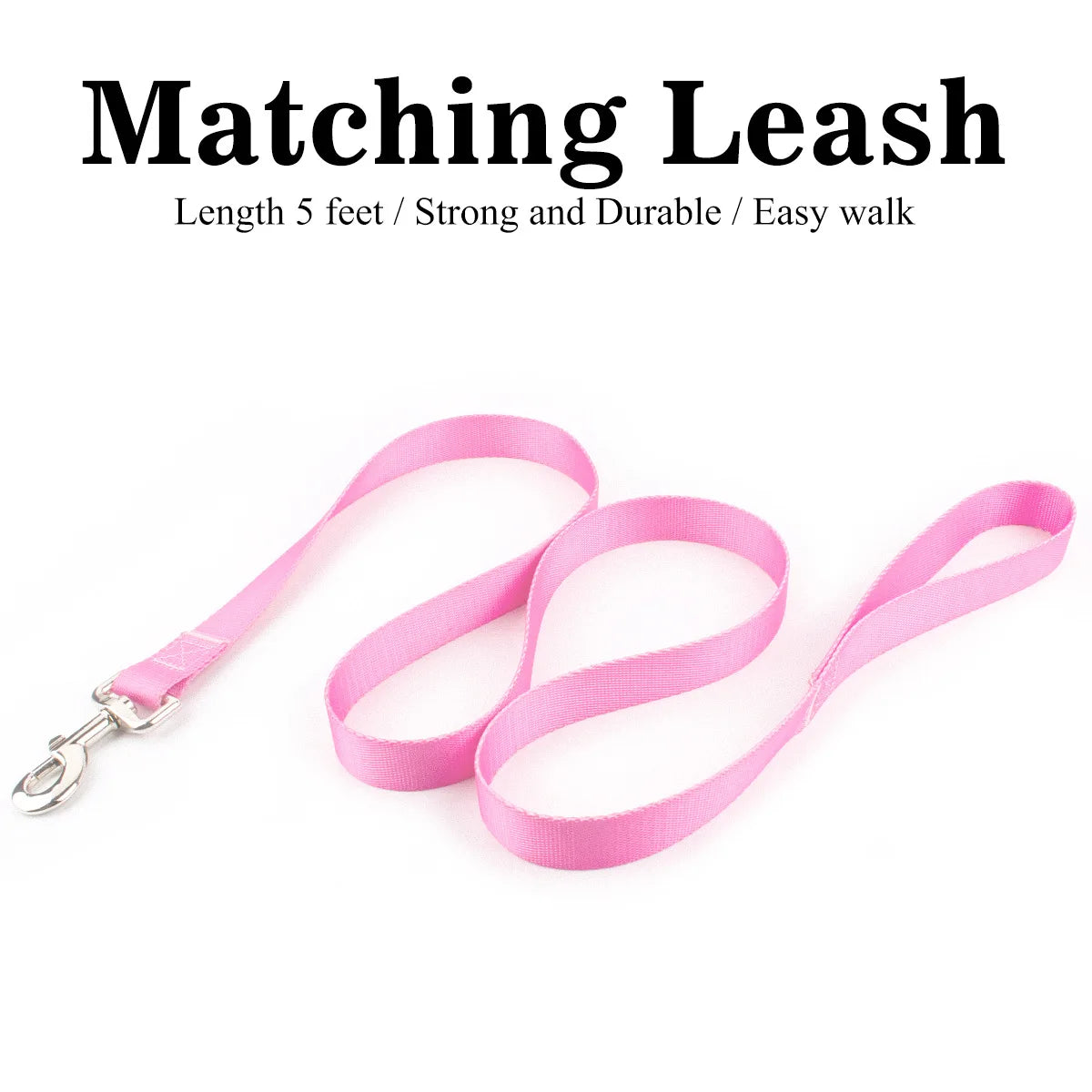 Nylon Adjustable Dog Collar Leash Lead Pet Cat Dog Collar Traction Leash Suitable for Small Large Dogs Bulldog Pugs Beagle