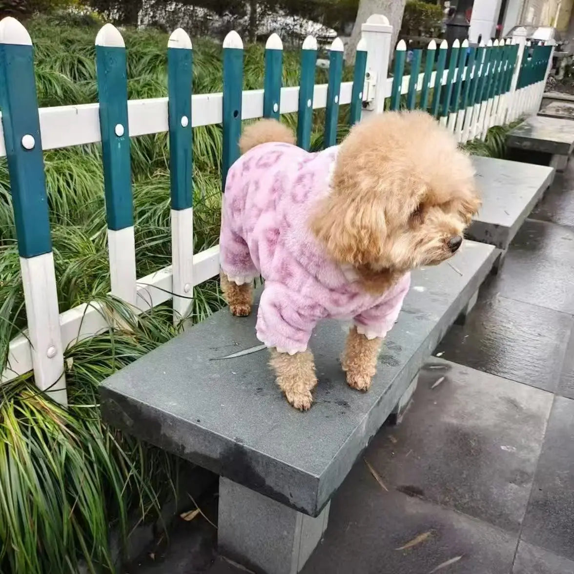 Winter & Autumn New Pet Fleece-Lined Thickened Four-Legged Clothes for Small & Medium Dogs (Teddy, Poodle) & Cats