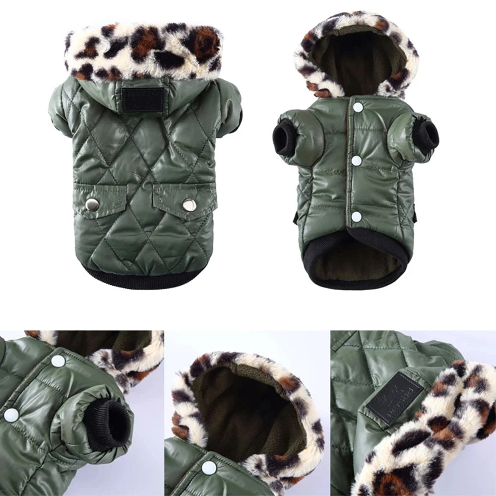 Winter Dog Clothes with Cap Xmas Pet Costume Warm Dog Thicken Jacket for Small Big Dog Clothes Chihuahua Waterproof Clothing