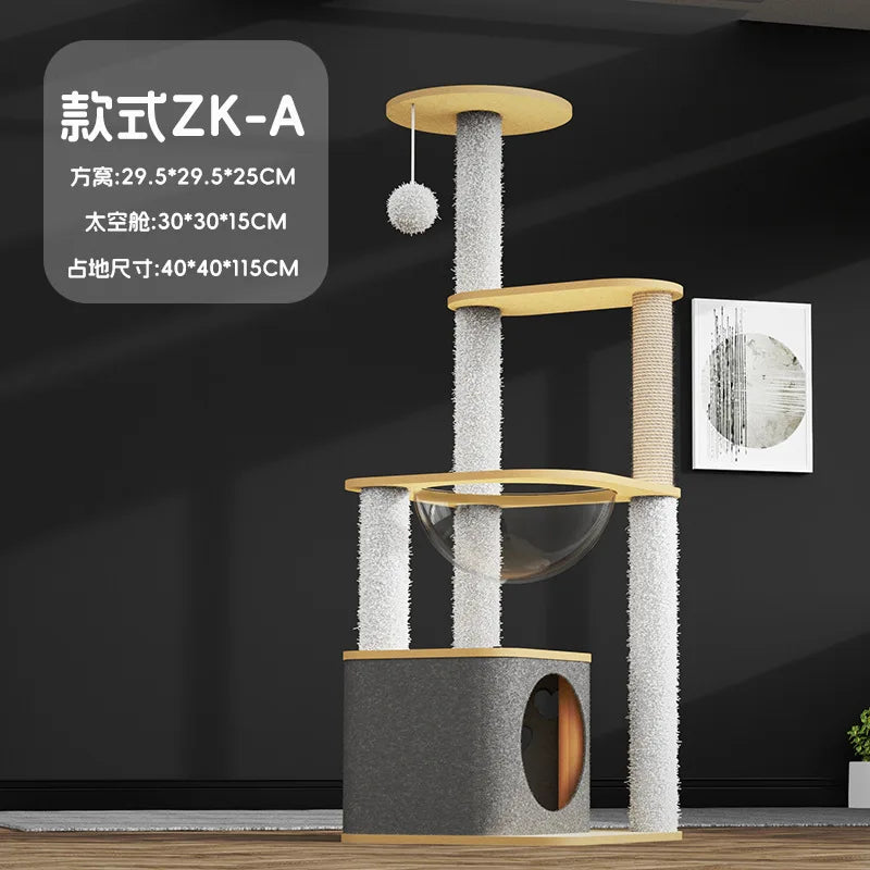 New Cat Climbing Frame Luxury Space Capsule Large Cat Villa Four Seasons Cat Toys Universal Play Sleep All-in-one Pet Supplies