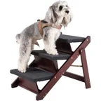 Pet Stairs/Pet Steps - 3-in-1 Foldable Stairs & Ramp for Beds and Cars - Portable Dog/Cat Ladder Up to 220 Pounds - Great for Small and Older Animals(Brown)