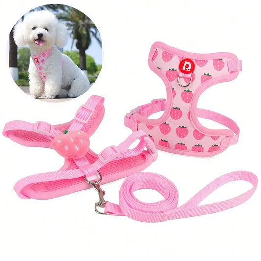 Cute Pet Harness And Leash Set For Small Dogs, Anti-Escape Cat Leash, Adjustable Cat Vest, All Seasons Suitable For Outdoor Walking